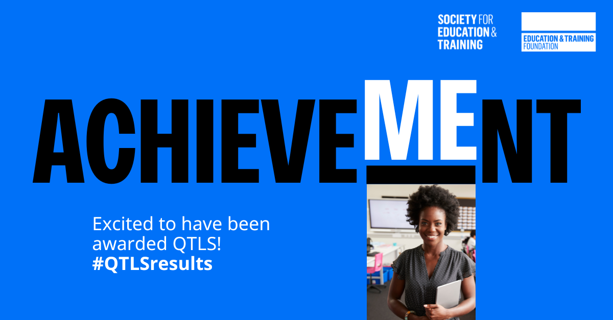 Achievement. Excited to have been awarded QTLS! #QTLSresults