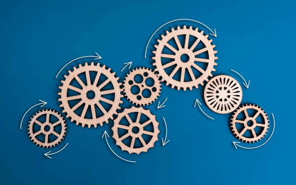 Wooden cogs turning